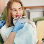 a women is getting dental treatment