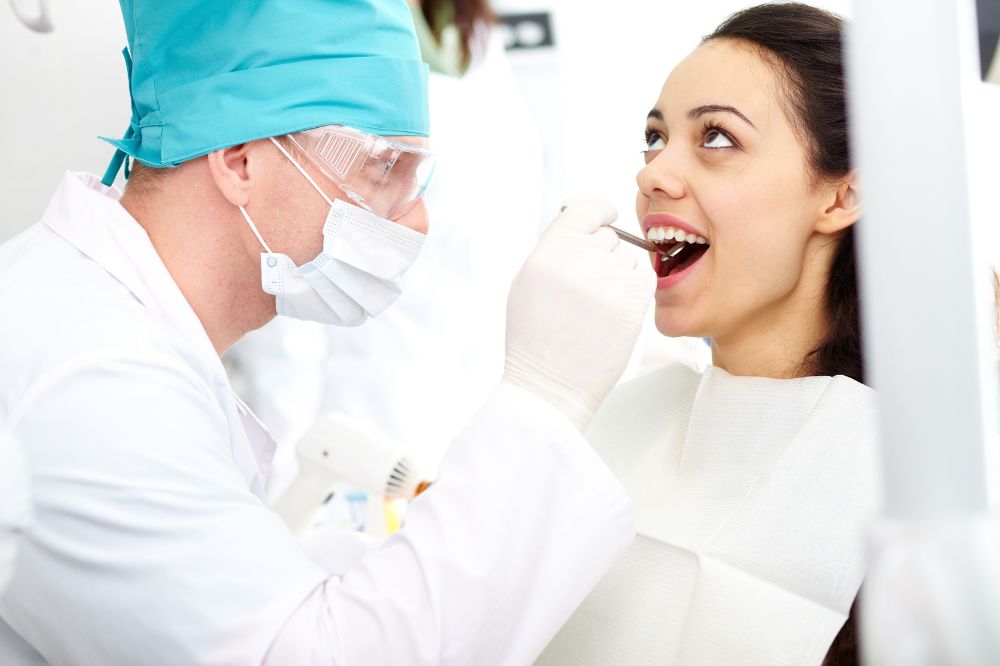 a women is getting dental treatment